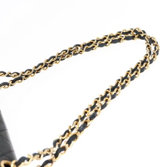 CHANEL Matelasse Turn Lock Chain Hand Bag Lamb Skin Black Gold CC Auth - Picture 7 of 16
